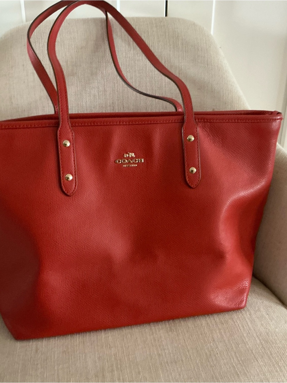 Coach city zip tote vibrant red handbag F36875
